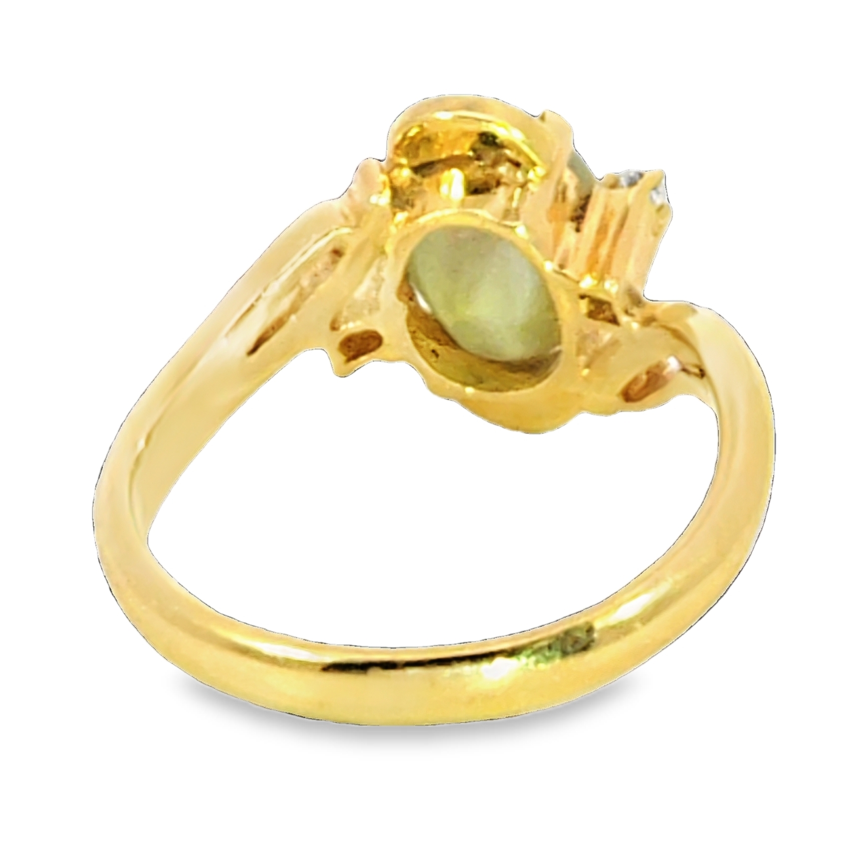Cats Eye Chrysoberyl and Diamond Natural Genuine Gemstones Yellow Gold Ring H1 - Image 6