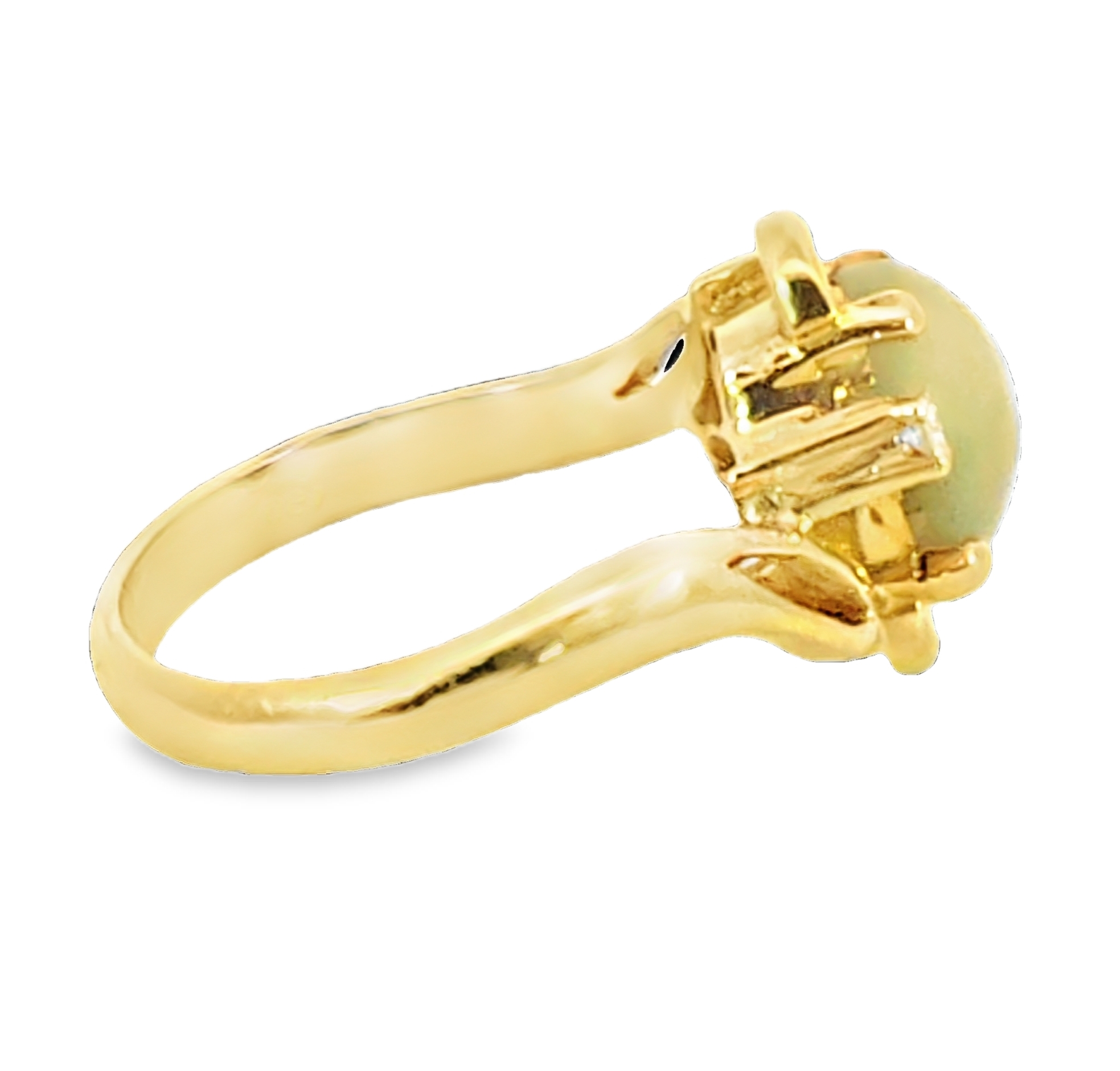 Cats Eye Chrysoberyl and Diamond Natural Genuine Gemstones Yellow Gold Ring H1 - Image 5