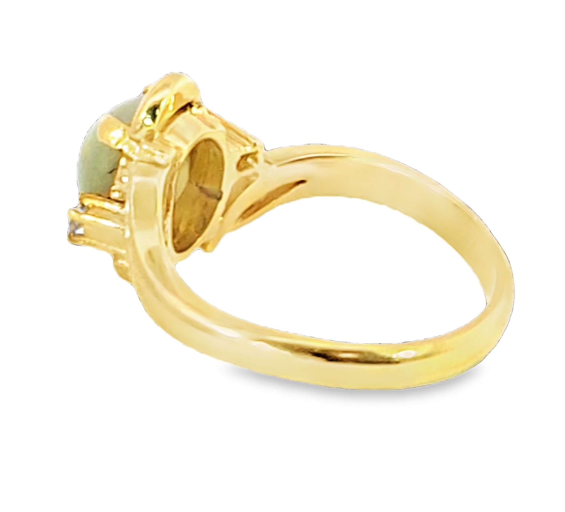 Cats Eye Chrysoberyl and Diamond Natural Genuine Gemstones Yellow Gold Ring H1 - Image 3