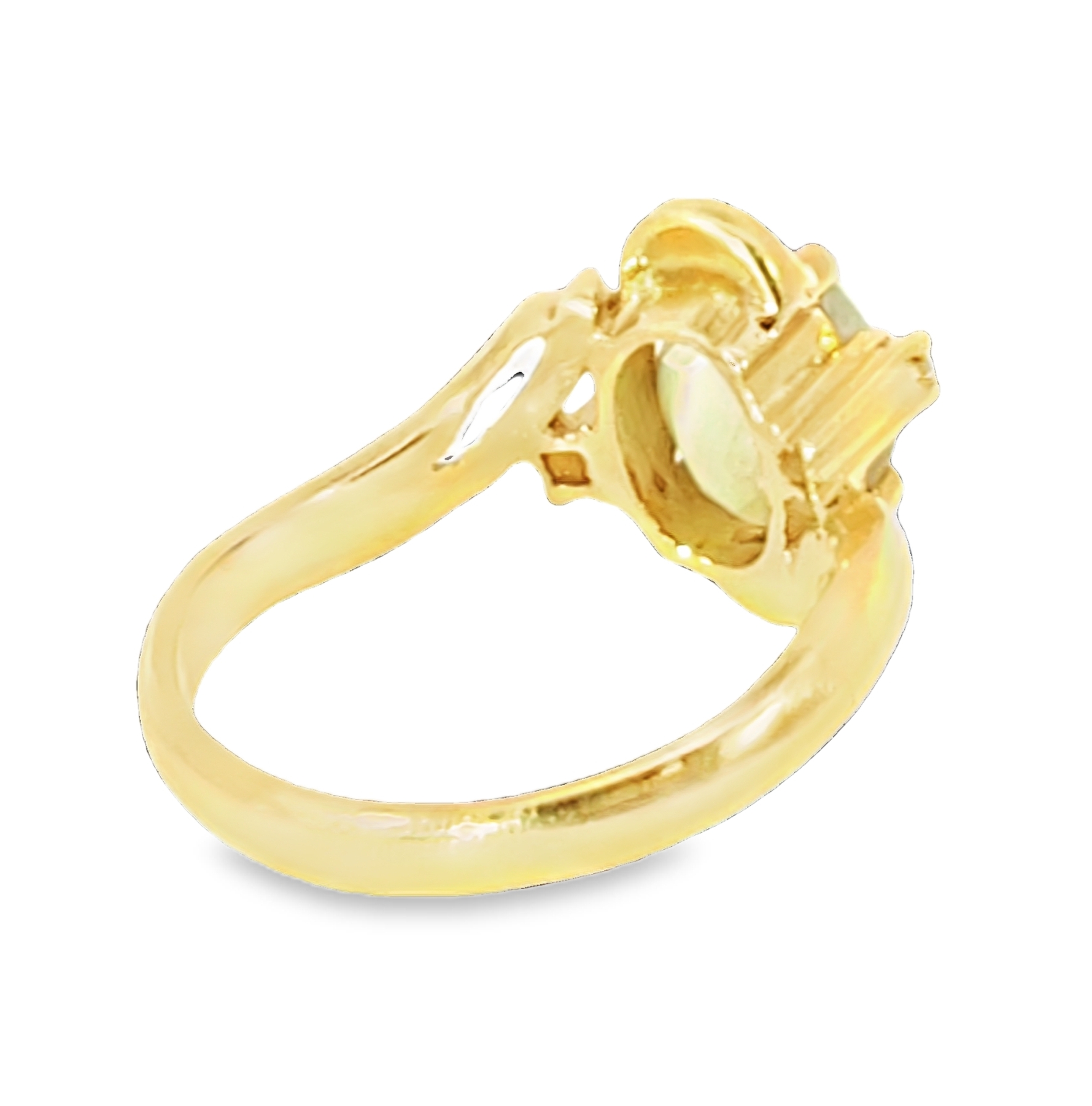 Cats Eye Chrysoberyl and Diamond Natural Genuine Gemstones Yellow Gold Ring H1 - Image 2
