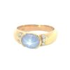 Blue Star Sapphire Unheated Gemstone Set in 18 kt Yellow Gold Lady's Ring H29
