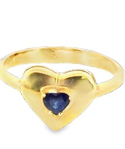 Blue Sapphire Sri Lanka Genuine 18 KT, Yellow Gold Hart Shape Ring,H51