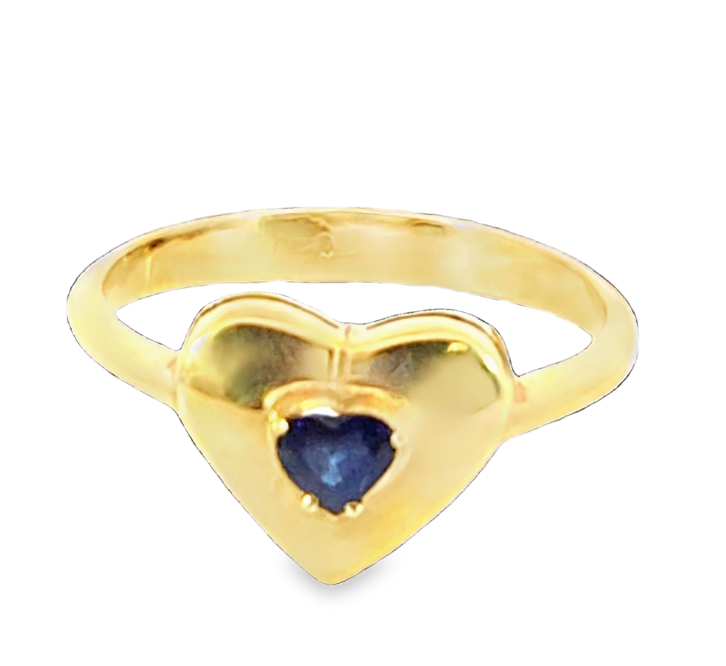 Blue Sapphire Sri Lanka Genuine 18 KT, Yellow Gold Hart Shape Ring,H51