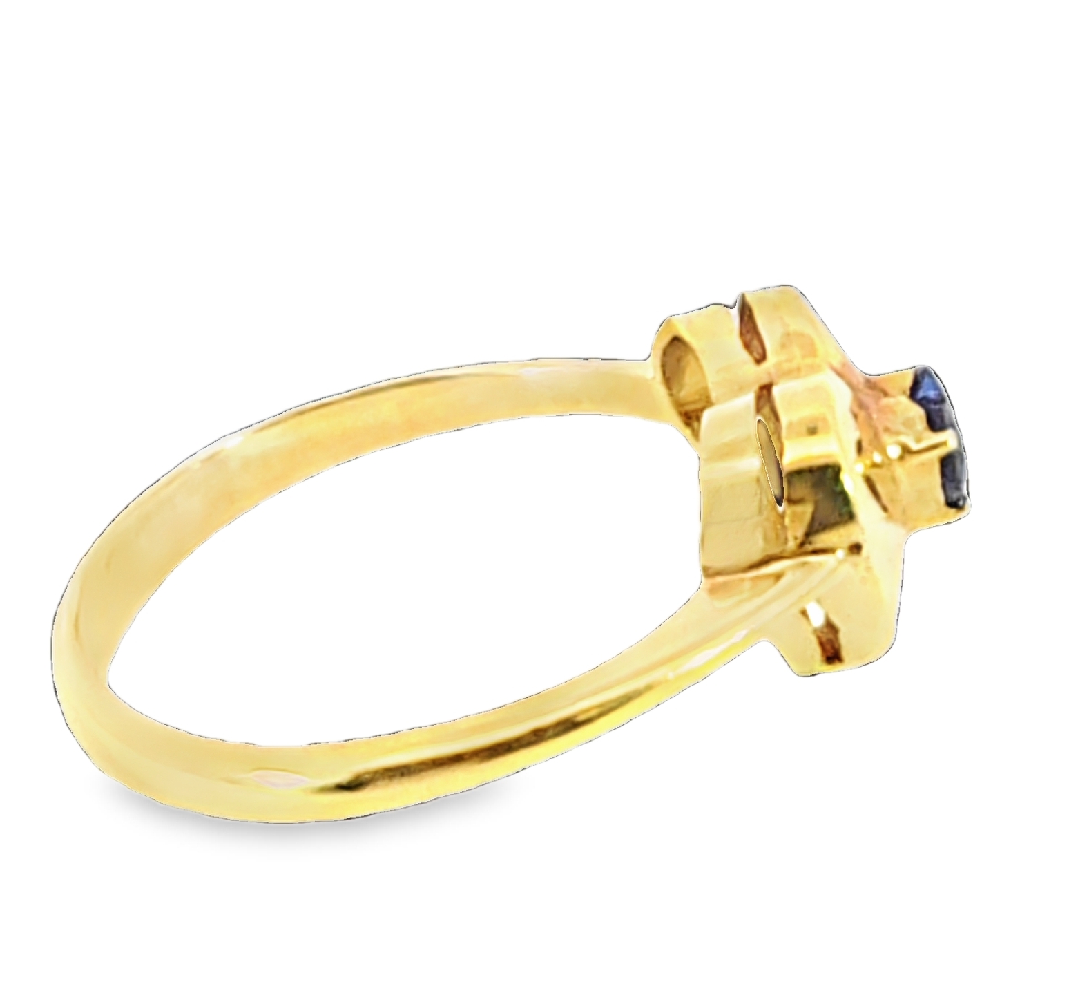 Blue Sapphire Sri Lanka Genuine 18 KT, Yellow Gold Hart Shape Ring,H51 - Image 5