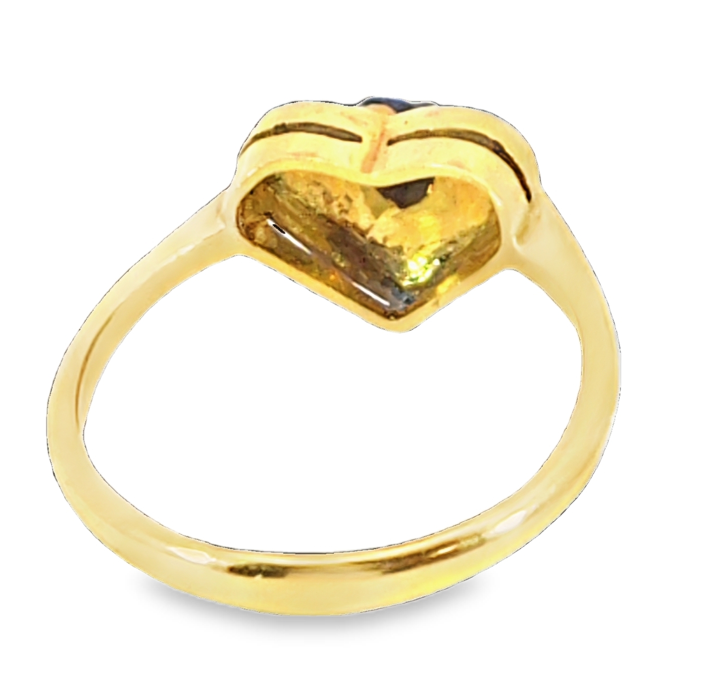 Blue Sapphire Sri Lanka Genuine 18 KT, Yellow Gold Hart Shape Ring,H51 - Image 4