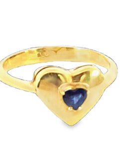 Alternative view of Blue Sapphire Sri Lanka Genuine 18 KT, Yellow Gold Hart Shape Ring,H51
