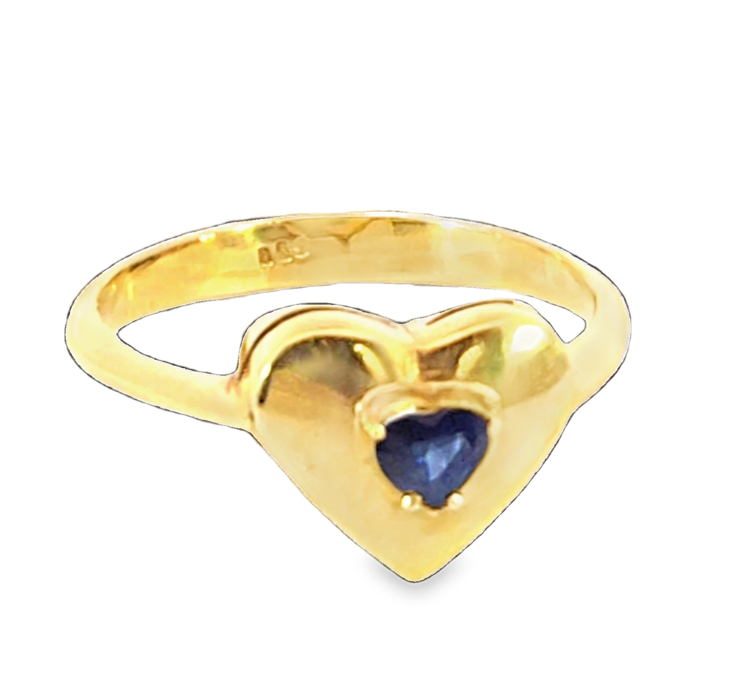 Blue Sapphire Sri Lanka Genuine 18 KT, Yellow Gold Hart Shape Ring,H51 - Image 2