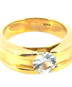 White Sapphire Natural Genuine Gemstone 14 KT Yellow  Gold Ring H64