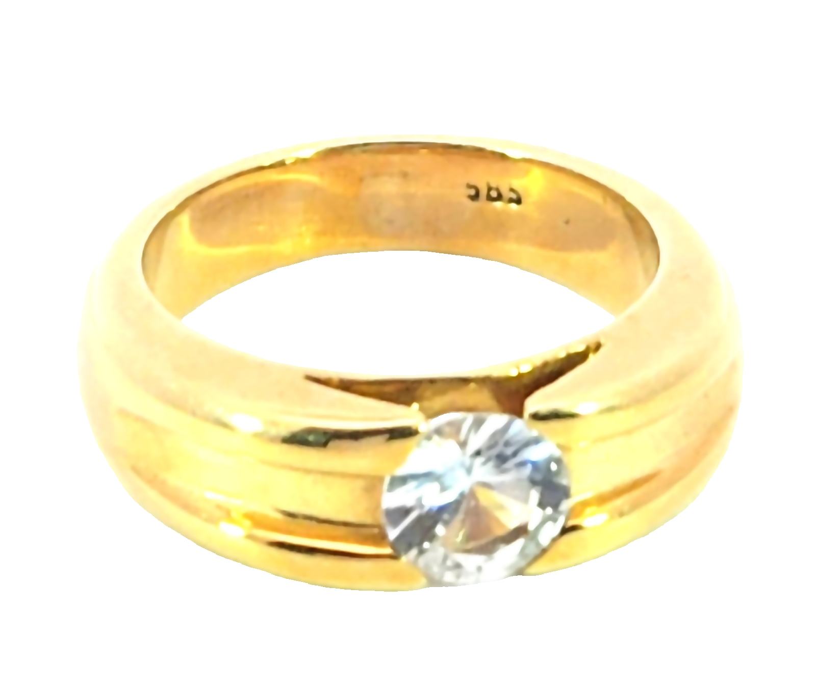 White Sapphire Natural Genuine Gemstone 14 KT Yellow Gold Ring H64