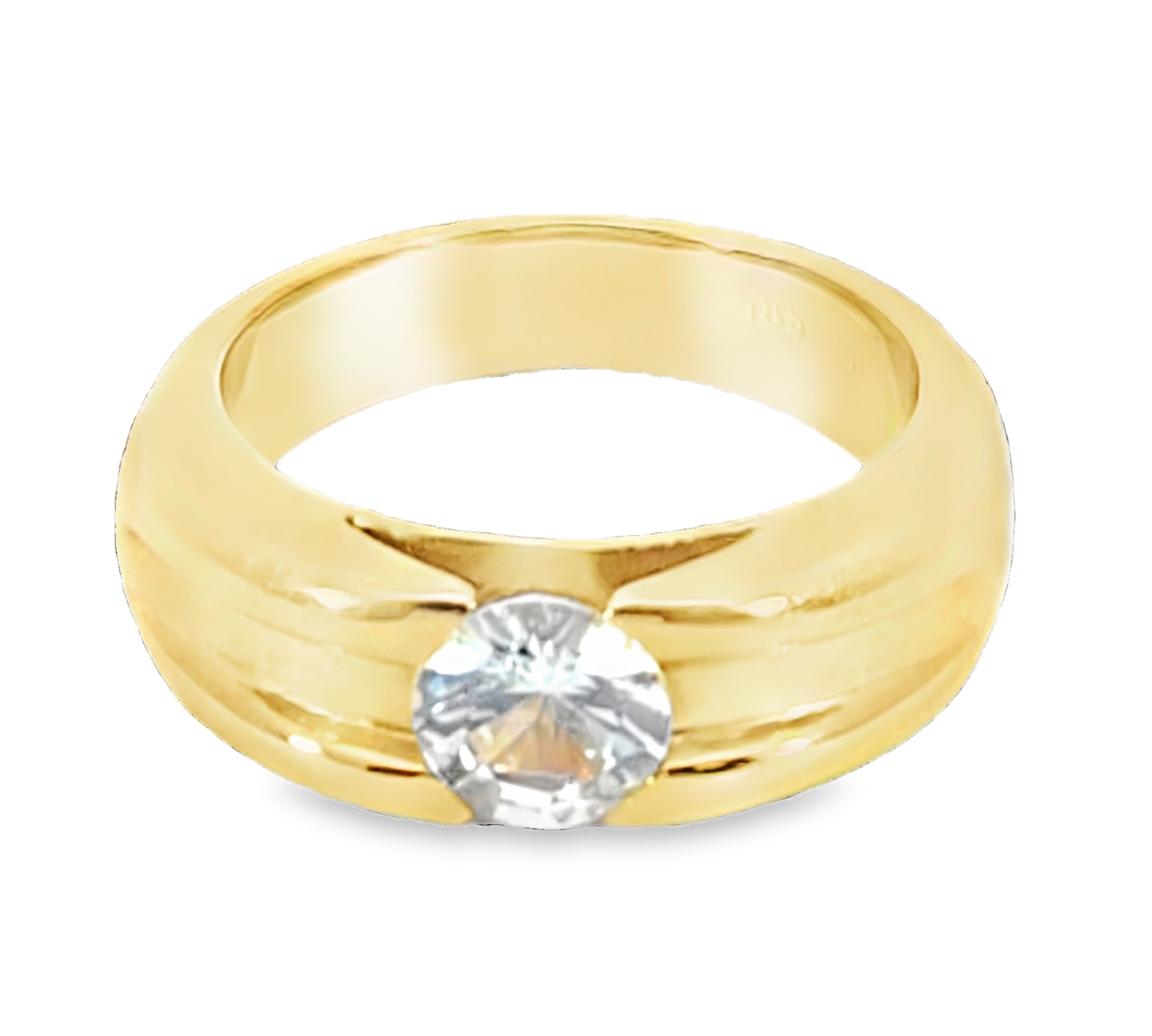 White Sapphire Natural Genuine Gemstone 14 KT Yellow Gold Ring H64 - Image 3