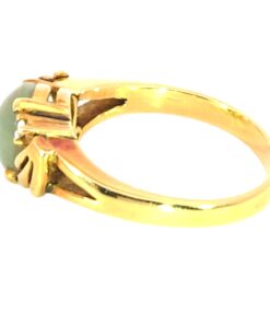 Alternative view of Cats Eye Chrysoberyl and Diamond Natural Genuine Gemstones Yellow Gold Ring H8