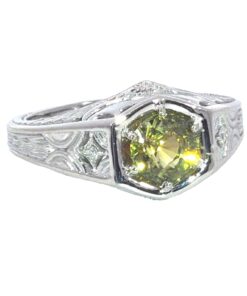 Alexandrite Natural Genuine Gemstone Diamond 14KT White Gold Lady's Ring RFK,630