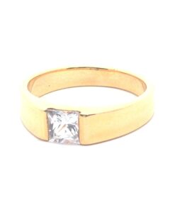 White Sapphire Natural Genuine Gemstone 18 KT Yellow Gold Ring H175