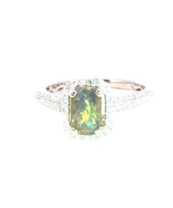 Alexandrite Natural Genuine Gemstone Diamond 14KT White Gold Lady's Ring RFK,643