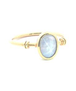 Star Sapphire Natural Genuine Gemstone Yellow Gold Lady's Ring H179