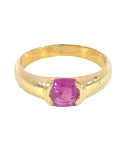 Pink Sapphire 18 KT Gold and Engagement Ring in Unique Design, RFK221