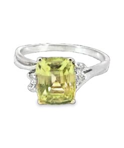Chrysoberyl, Diamond Natural Genuine Gemstones White Gold Ring RFK,562