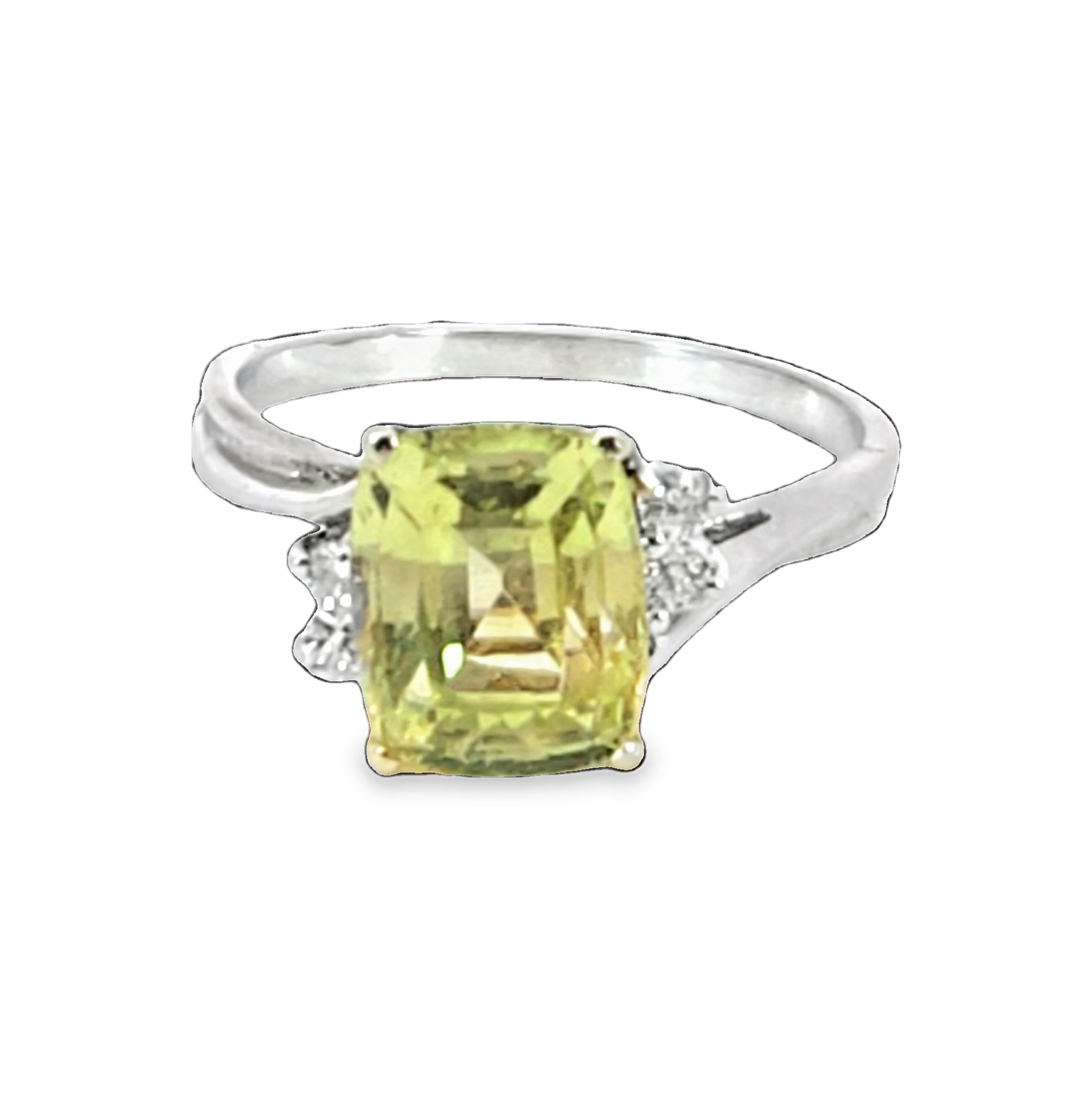Chrysoberyl, Diamond Natural Genuine Gemstones White Gold Ring RFK,562